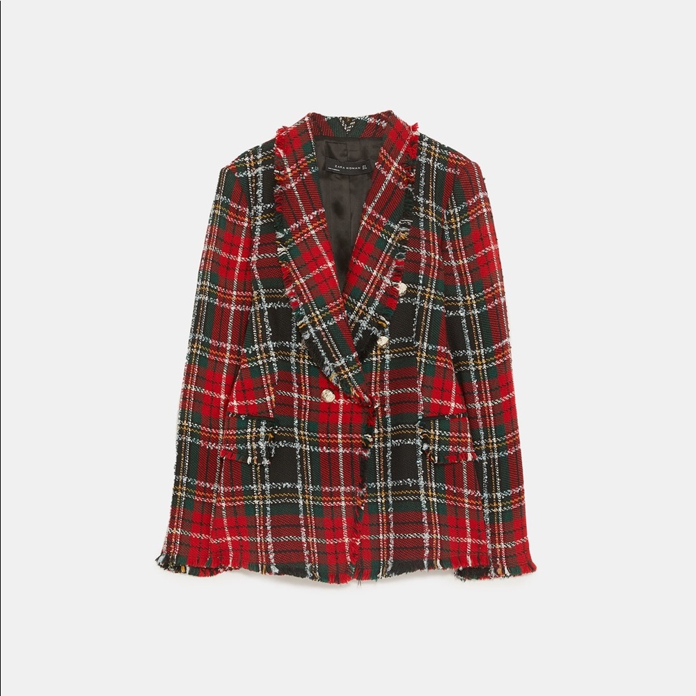 Zara Checkerd Tweed Blazer NWT